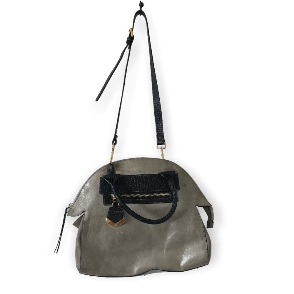 NICOLI Two-Tone Shoulder Bag in Gray and Black